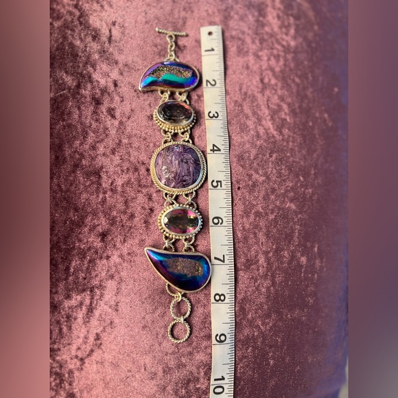 Purple Druzy quartz and sterling silver bracelet. - Picture 5 of 5